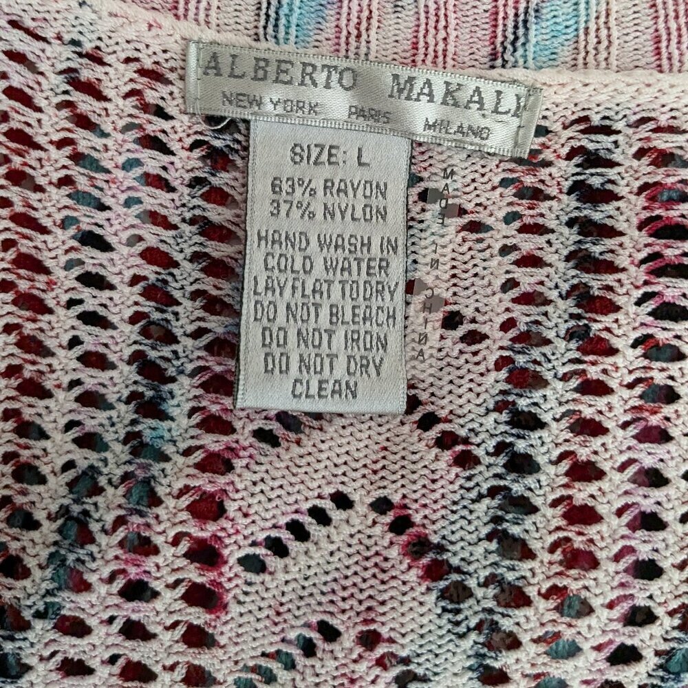 ALBERTO MAKALI Pink/Aqua Lightweight Stretchy Cardigan; Size L - Picture 5 of 5